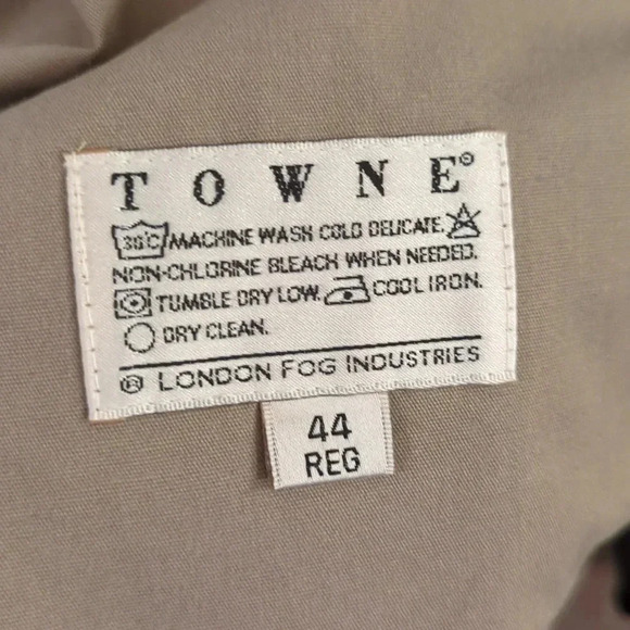 Towne London Fog Trench Coat Tan Long size 44R Removable Wool Liner - Picture 7 of 11